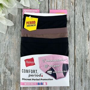 Hanes Women's Comfort Period Moderate Leak Protection Hipster, 3-Pack Size 7/L